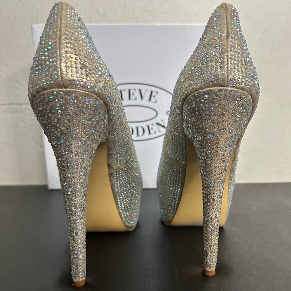 Steve Madden DEEVAA Champagne Glittery platform heels Size 9 - Picture 3 of 8
